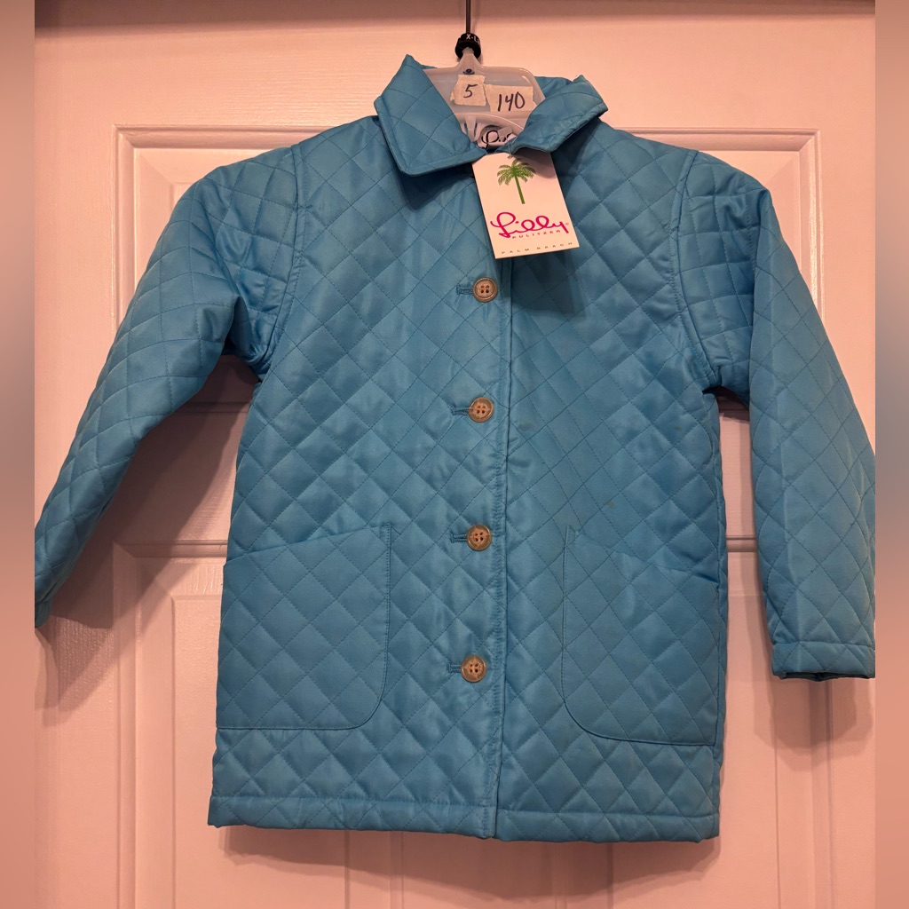 Lilly Pulitzer Quilted Light Blue Girls' Puffer Jacket